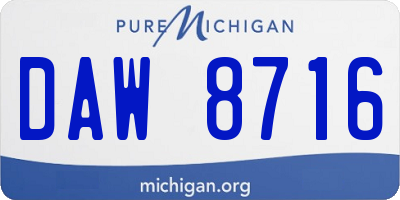 MI license plate DAW8716