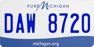 MI license plate DAW8720
