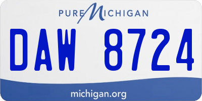 MI license plate DAW8724