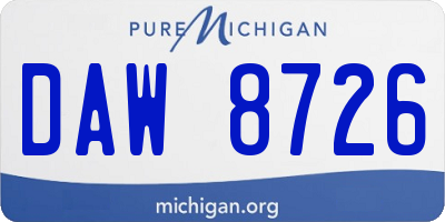 MI license plate DAW8726