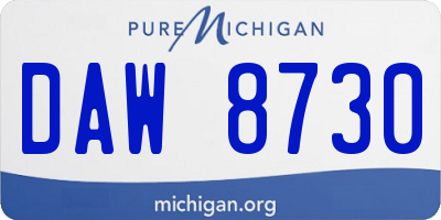 MI license plate DAW8730