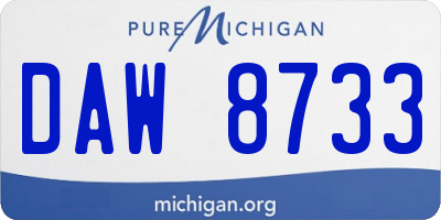 MI license plate DAW8733