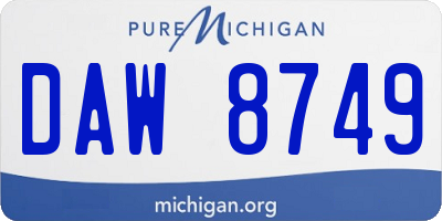 MI license plate DAW8749