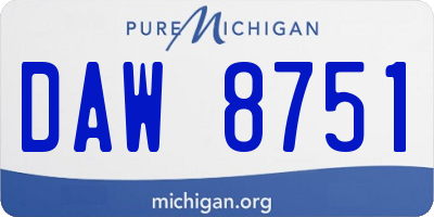 MI license plate DAW8751