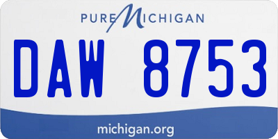 MI license plate DAW8753