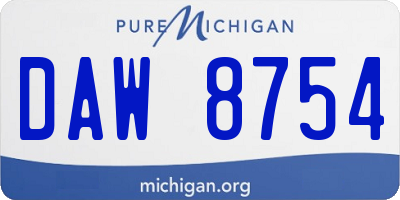 MI license plate DAW8754