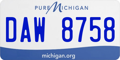 MI license plate DAW8758