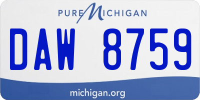 MI license plate DAW8759