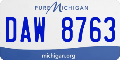 MI license plate DAW8763