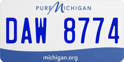 MI license plate DAW8774