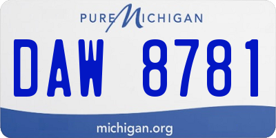 MI license plate DAW8781