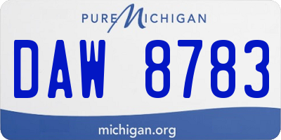 MI license plate DAW8783