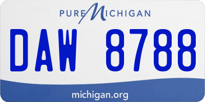 MI license plate DAW8788