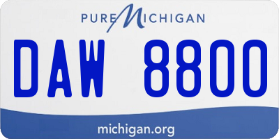MI license plate DAW8800