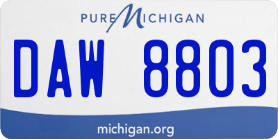 MI license plate DAW8803
