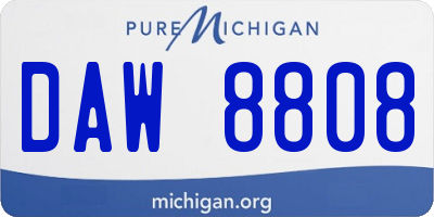MI license plate DAW8808