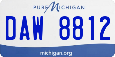 MI license plate DAW8812