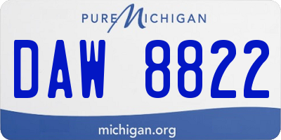 MI license plate DAW8822