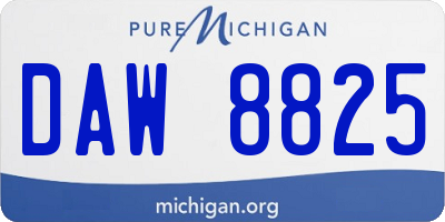 MI license plate DAW8825