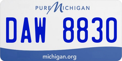 MI license plate DAW8830