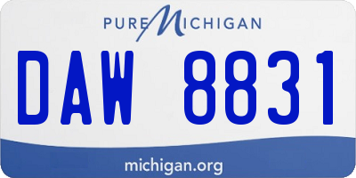 MI license plate DAW8831