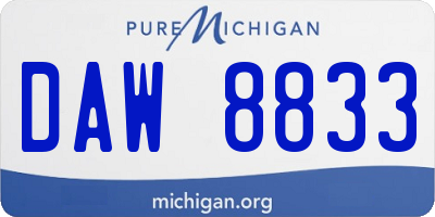 MI license plate DAW8833