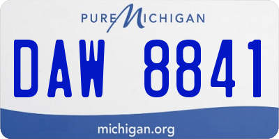 MI license plate DAW8841