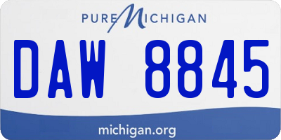 MI license plate DAW8845