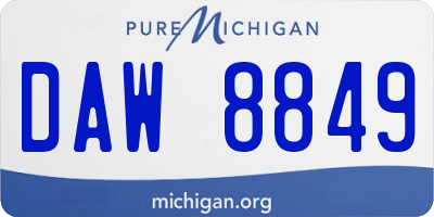 MI license plate DAW8849