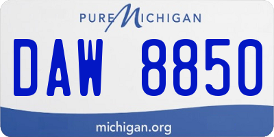 MI license plate DAW8850