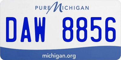 MI license plate DAW8856