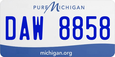 MI license plate DAW8858