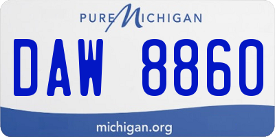 MI license plate DAW8860