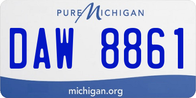 MI license plate DAW8861