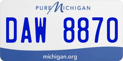 MI license plate DAW8870