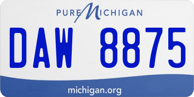 MI license plate DAW8875