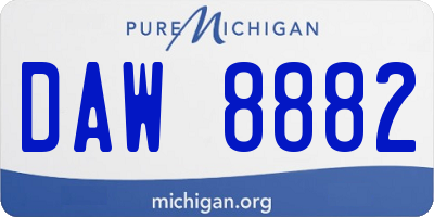 MI license plate DAW8882