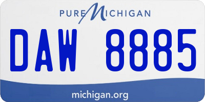 MI license plate DAW8885