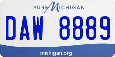 MI license plate DAW8889