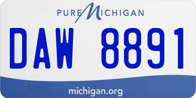MI license plate DAW8891
