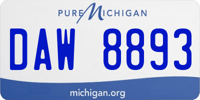 MI license plate DAW8893