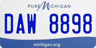 MI license plate DAW8898