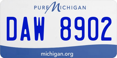 MI license plate DAW8902