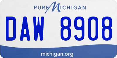MI license plate DAW8908
