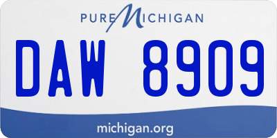 MI license plate DAW8909