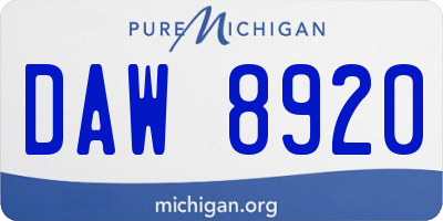 MI license plate DAW8920