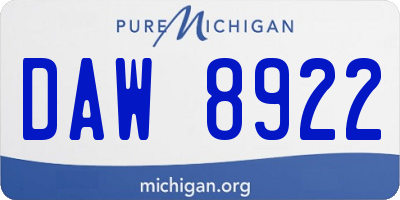 MI license plate DAW8922