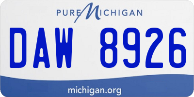MI license plate DAW8926