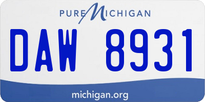 MI license plate DAW8931