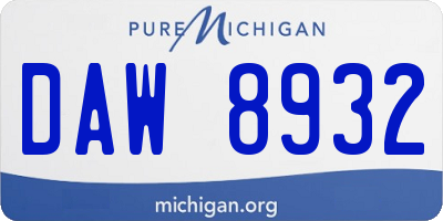 MI license plate DAW8932